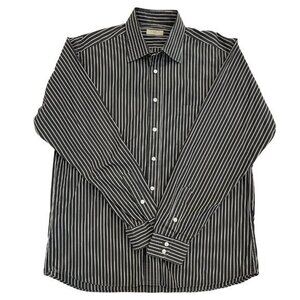 Vintage Burberry Black and White Stripe Button Down Shirt